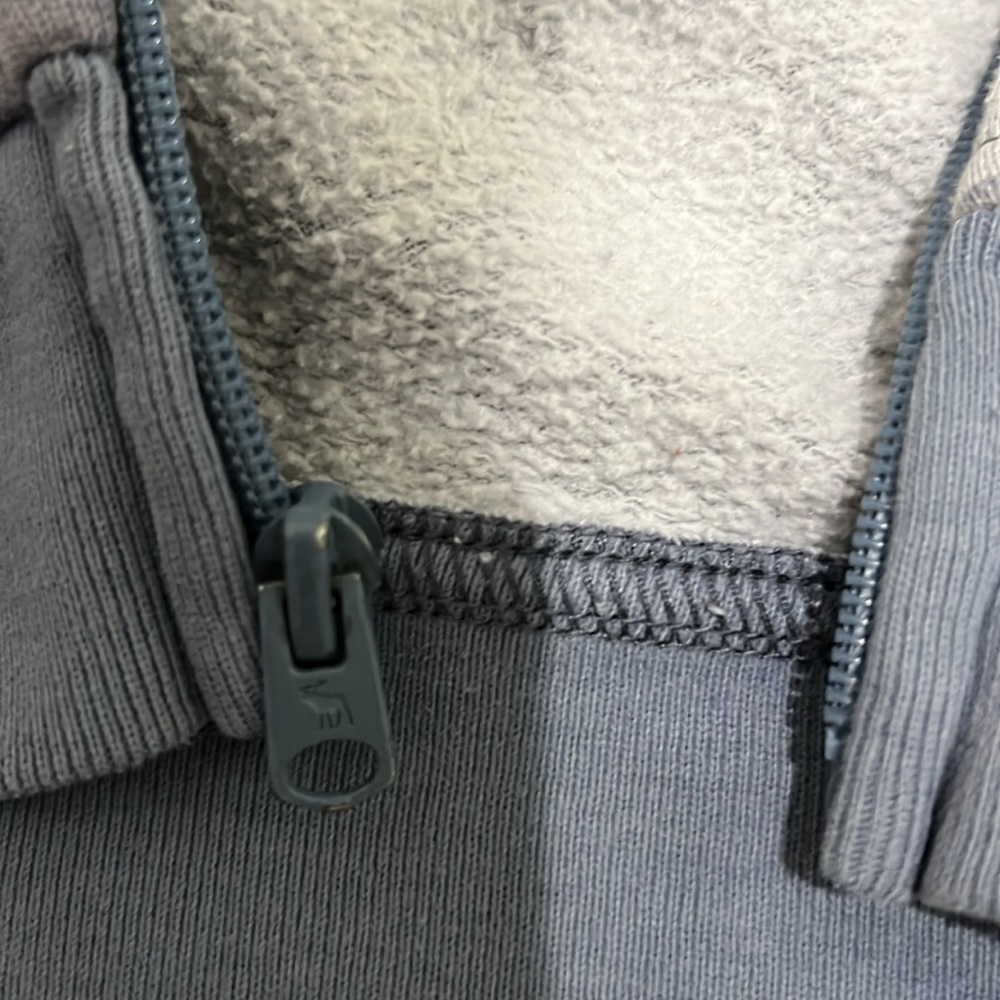 Abercrombie and Fitch Fleece lined Jacket Blue Ombe Moose Logo - Picture 7 of 9